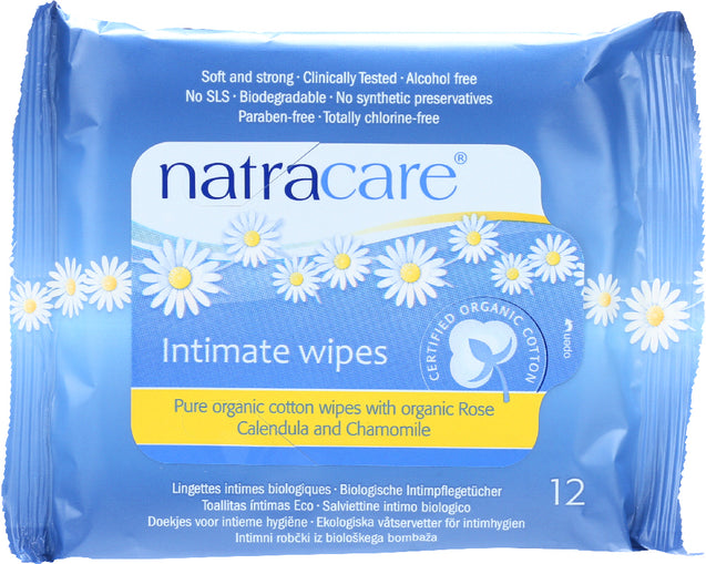 Natracare: Organic Cotton Intimate Wipes, 12 Wipes