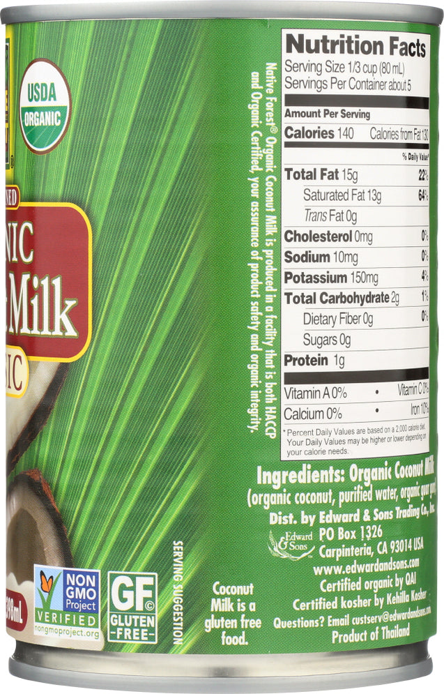 Native Forest: Organic Classic Coconut Milk Unsweetened, 13.5 Oz