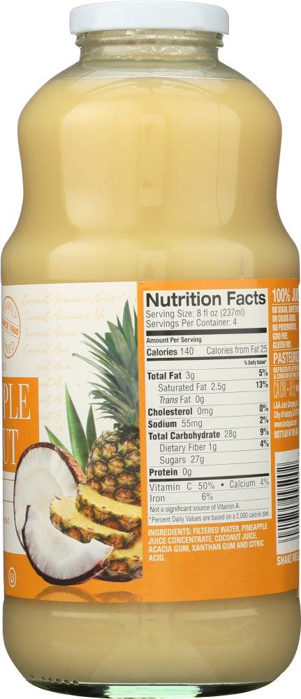 L & A: Pineapple Coconut Juice, 32 Oz - RubertOrganics