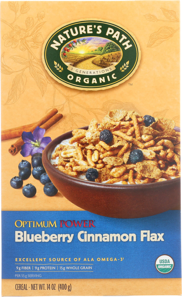 Nature's Path: Organic Optimum Power Cereal Blueberry Cinnamon Flax, 14 Oz