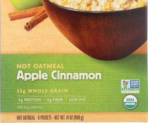 Nature's Path: Organic Instant Hot Oatmeal Apple Cinnamon 8 Packets, 14 Oz