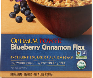 Nature's Path: Organic Optimum Power, Hot Oatmeal, Blueberry Cinnamon Flax, 8 Packets, 11.2 Oz