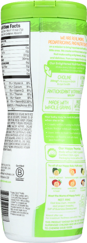 Happy Baby Organic Puffs Apple & Broccoli, 2.1 Oz