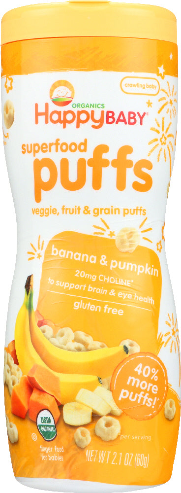 Happy Baby: Organic Puffs Banana & Pumpkin, 2.1 Oz