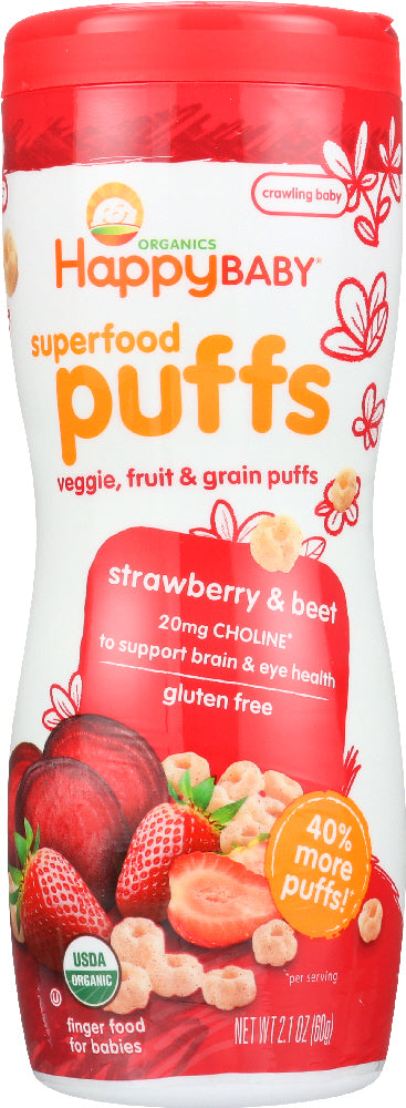 Happy Baby: Organic Baby Food Puffs Strawberry, 2.1 Oz