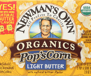 Newman's Own: Organic Pop's Corn Organic Microwave Popcorn Light Butter, 8.4 Oz