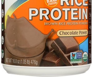 Growing Naturals: Organic Raw Rice Protein Chocolate Power, 16.8 Oz