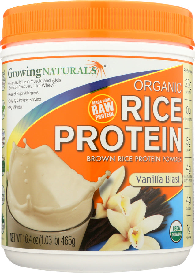 Growing Naturals: Organic Rice Protein Vanilla Blast, 16.4 Oz