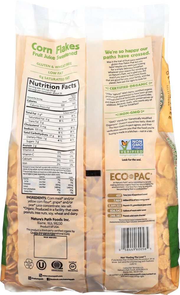 Natures Path: Organic Corn Flakes Fruit Juice Sweetened Eco Pac, 26.4 Oz