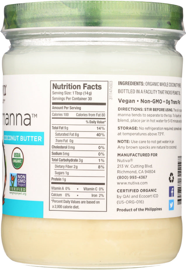 Nutiva: Organic Coconut Manna, 15 Oz