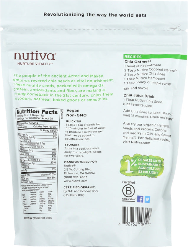 Nutiva: Organic Chia Seed Black, 12 Oz