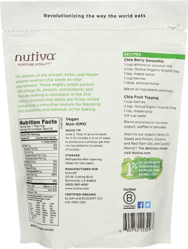 Nutiva: Organic Superfood Ground Chia Seed, 12 Oz