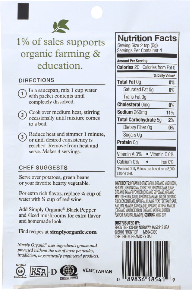 Simply Organic: Mushroom Sauce Mix, 0.85 Oz