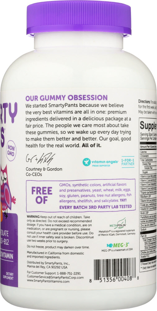 Smartypants: Adult Complete + Fiber + Multi + Omega 3 + Vitamin D, 180 Gummies