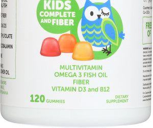 Smartypants: Kids Fiber Complete With No Sugar Added Multi + Omega 3 + Vitamin D, 120 Gummies