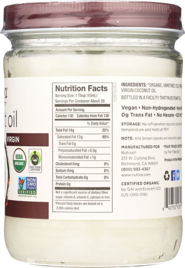 Nutiva: Organic Superfood Extra Virgin Coconut Oil, 14 Oz