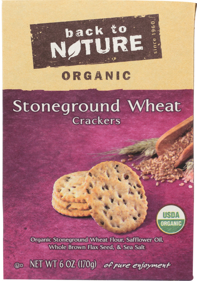 Back To Nature: Organic Stoneground Wheat Crackers, 6 Oz