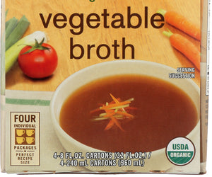 Pacific Foods: Organic Vegetable Broth 4 Pack (8 Oz Each), 32 Oz