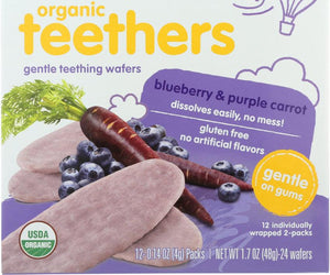 Happy Baby: Gentle Teething Wafers Blueberry & Purple Carrot Org 1.7 Oz - RubertOrganics