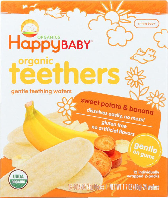 Happy Baby: Gentle Teething Wafers Banana & Sweet Potato Org, 1.7 Oz - RubertOrganics