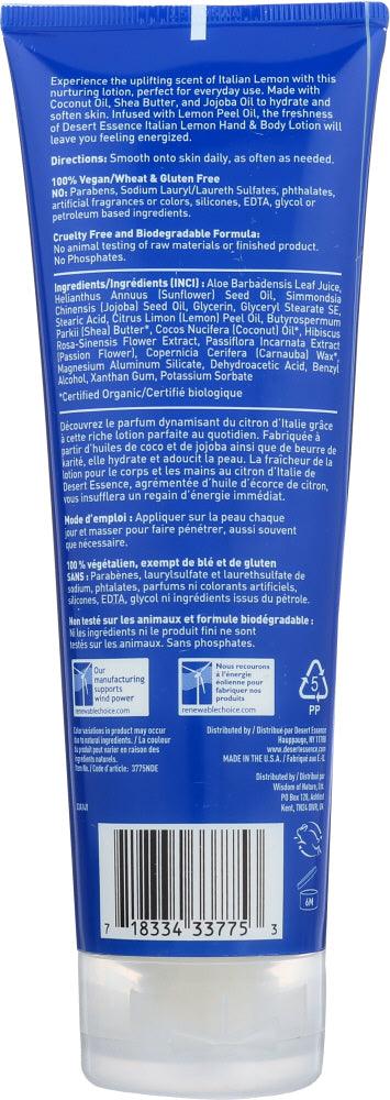 Desert Essence: Hand And Body Lotion Italian Lemon, 8 Oz - RubertOrganics