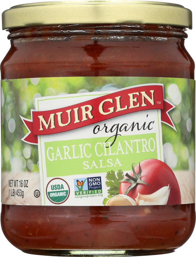 Muir Glen: Organic Medium Salsa Garlic Cilantro, 16 Oz