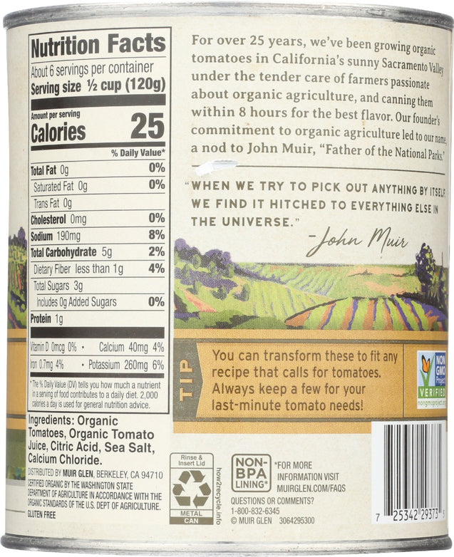 Muir Glen: Organic Whole Peeled Tomatoes San Marzano Style, 28 Oz
