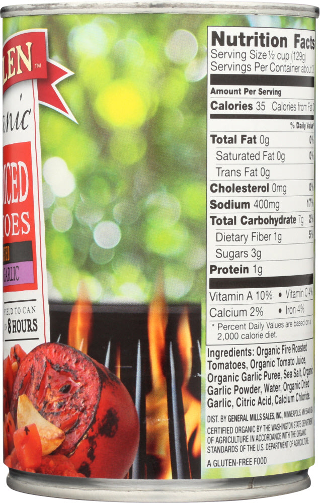 Muir Glen: Organic Fire Roasted Diced Tomatoes With Garlic, 14.5 Oz