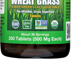 Pines Wheat Grass: Organic Wheat Grass 500 Mg, 250 Tablets