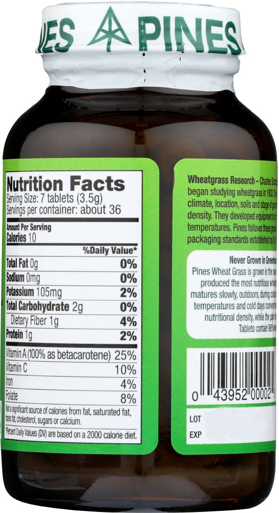 Pines Wheat Grass: Organic Wheat Grass 500 Mg, 250 Tablets