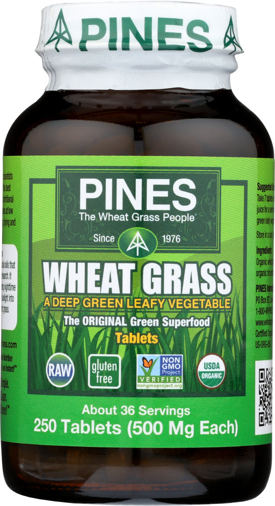 Pines Wheat Grass: Organic Wheat Grass 500 Mg, 250 Tablets