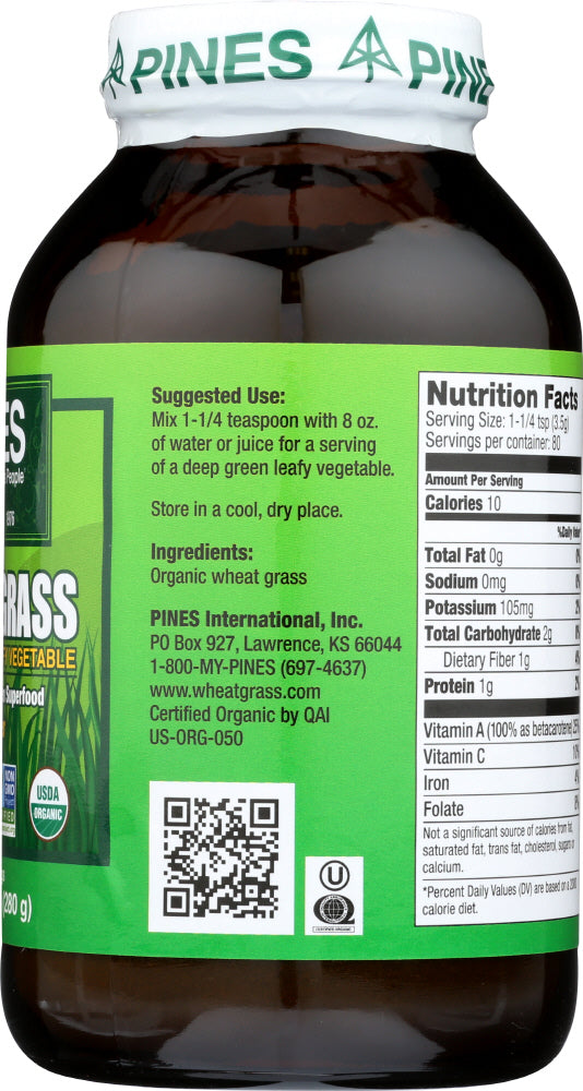 Pines Wheat Grass: Organic Wheat Grass Powder, 10 Oz