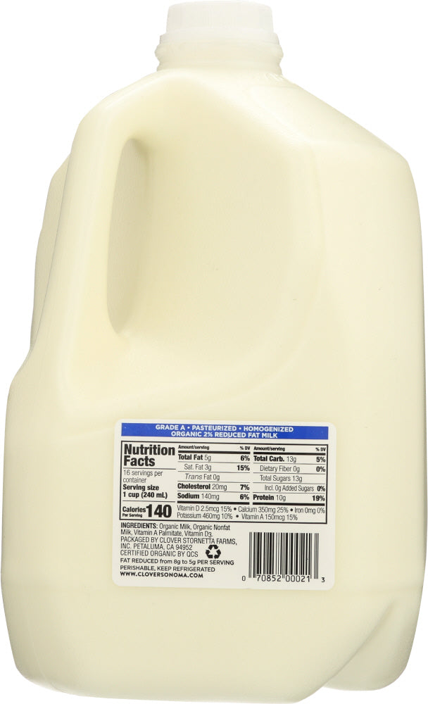 Clover Sonoma: Organic 2% Reduced Fat Milk, 128 Oz
