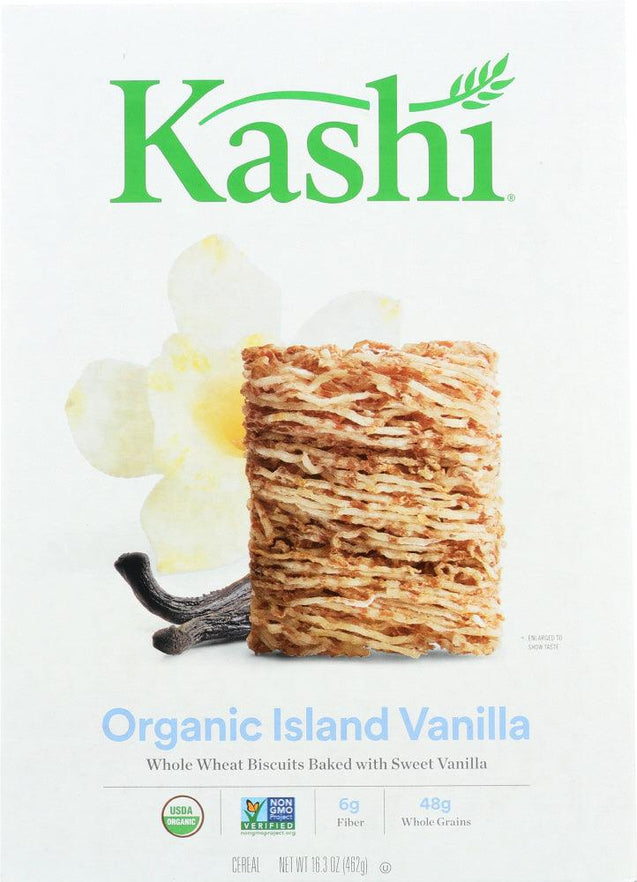 Kashi: Organic Whole Wheat Biscuit Cereal Island Vanilla, 16.3 Oz - RubertOrganics