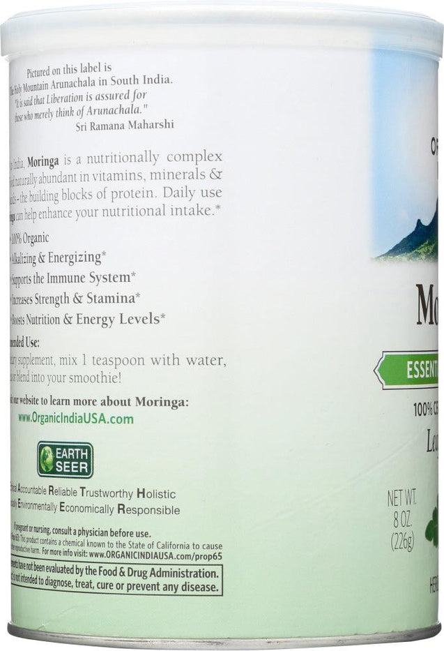 Organic India: Moringa Powder Herbal Supplement, 8 Oz - RubertOrganics