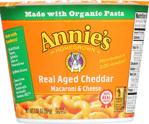 Annie's Homegrown: Real Aged Cheddar Microwavable Macaroni & Cheese Cup, 2.01 Oz - RubertOrganics