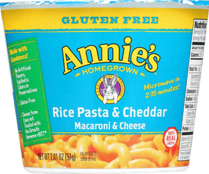 Annie's Homegrown: Rice Pasta & Cheddar Gluten Free Microwavable Mac & Cheese Cup, 2.01 Oz - RubertOrganics