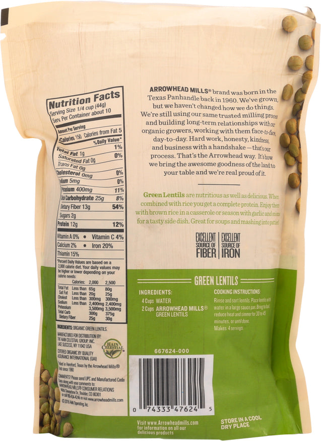 Arrowhead Mills: Organic Green Lentils, 16 Oz