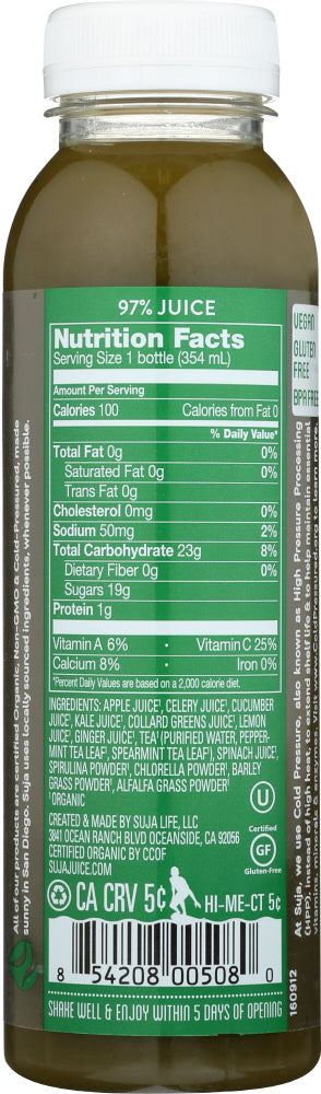 Suja: Essentials Organic Fruit & Vegetable Juice Smoothie Mighty Greens, 12 Oz