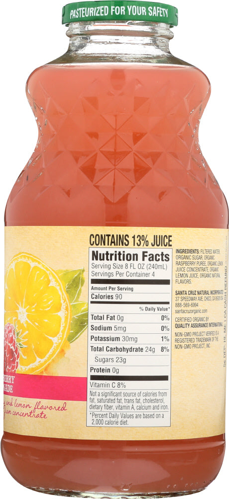 Santa Cruz: Organic Raspberry Lemonade Juice, 32 Oz