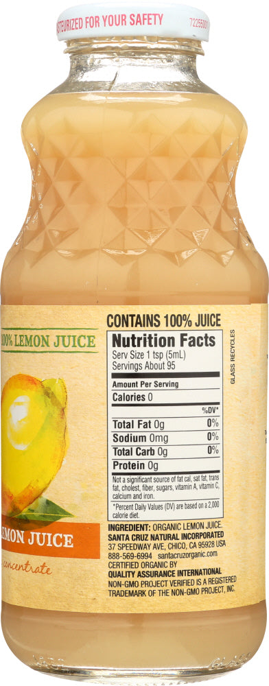 Santa Cruz: Organic Pure Lemon Juice, 16 Oz