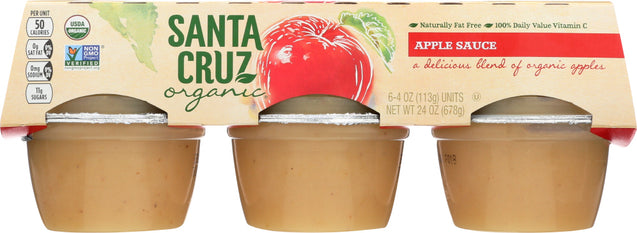 Santa Cruz: Organic Apple Sauce Cups 6x4oz Cups, 24 Oz