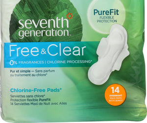 Seventh Generation: Chlorine Free Maxi Pads Overnight With Wings, 14 Pc