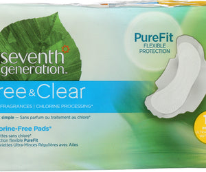 Seventh Generation: Chlorine Free Ultra-thin Pads Regular With Wings, 18 Pads