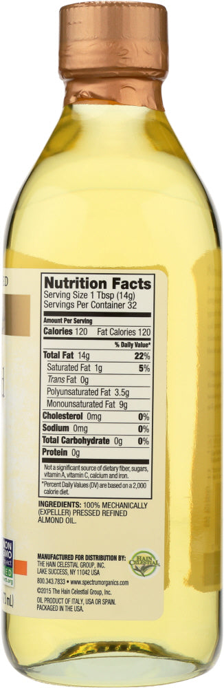Spectrum Naturals: Refined Almond Oil, 16 Oz