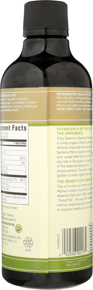 Spectrum Essential: Organic Flax Oil Omega-3 Original Formula, 24 Oz