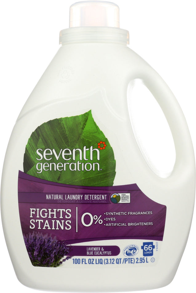 Seventh Generation: Natural Liquid Laundry Detergent Blue Eucalyptus & Lavender, 100 Oz