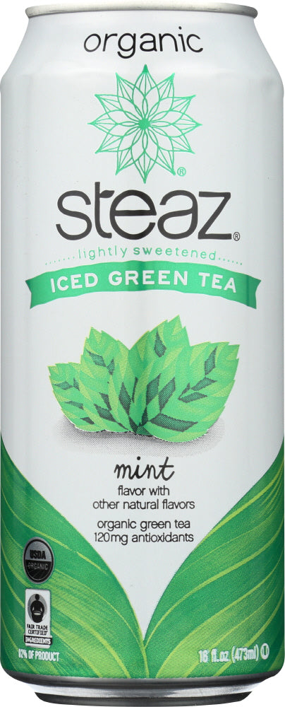 Steaz: Organic Iced Green Tea Mint Lightly Sweetened, 16 Oz