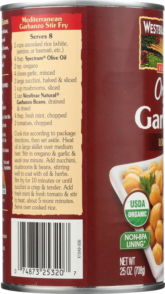 Westbrae: Natural Vegetarian Organic Garbanzo Beans, 25 Oz