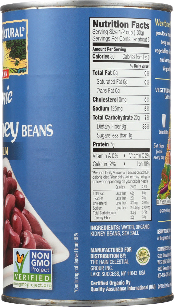 Westbrae: Natural Vegetarian Organic Kidney Beans, 25 Oz